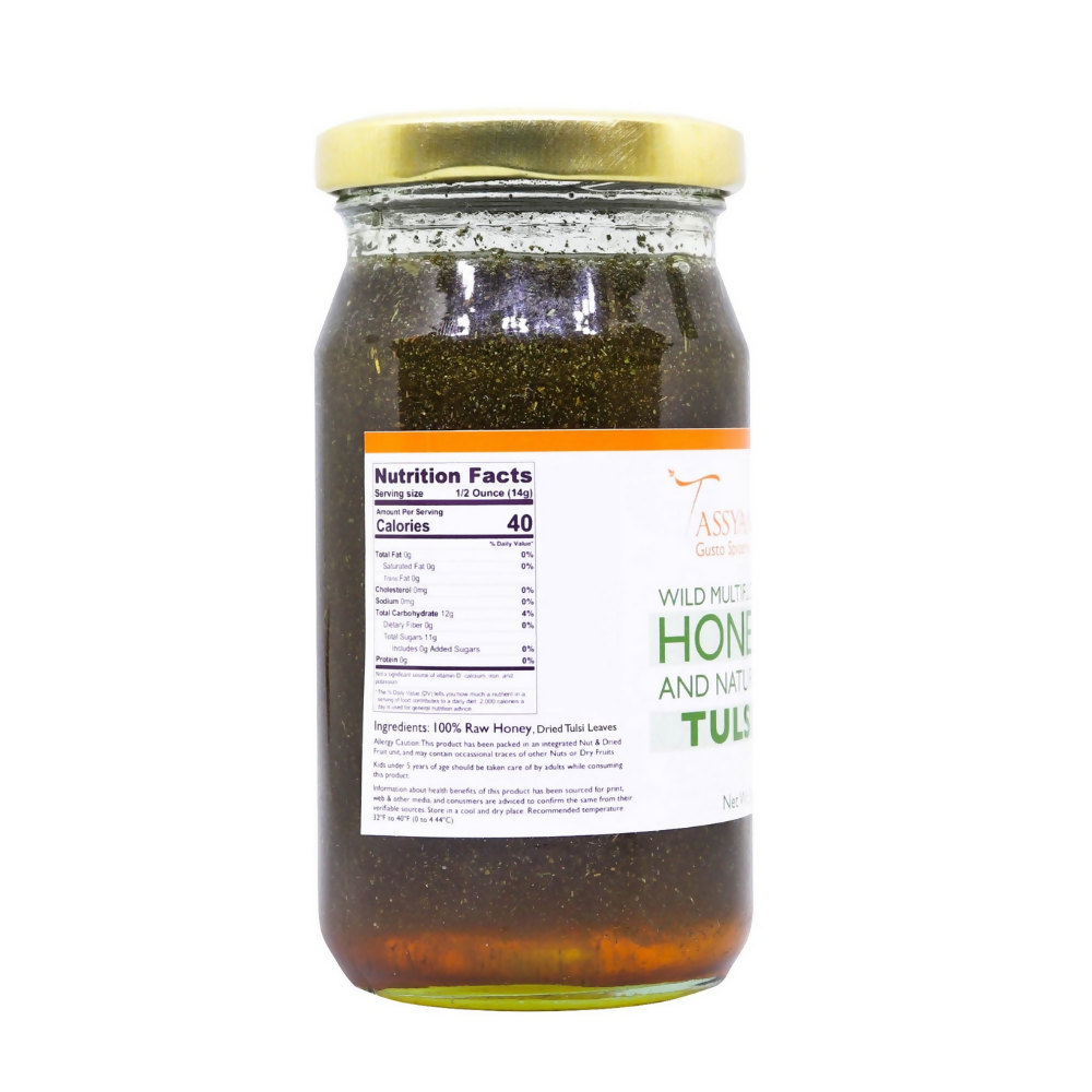 Tassyam Organics Wild Honey with Natural Dried Tulsi | Grocsy