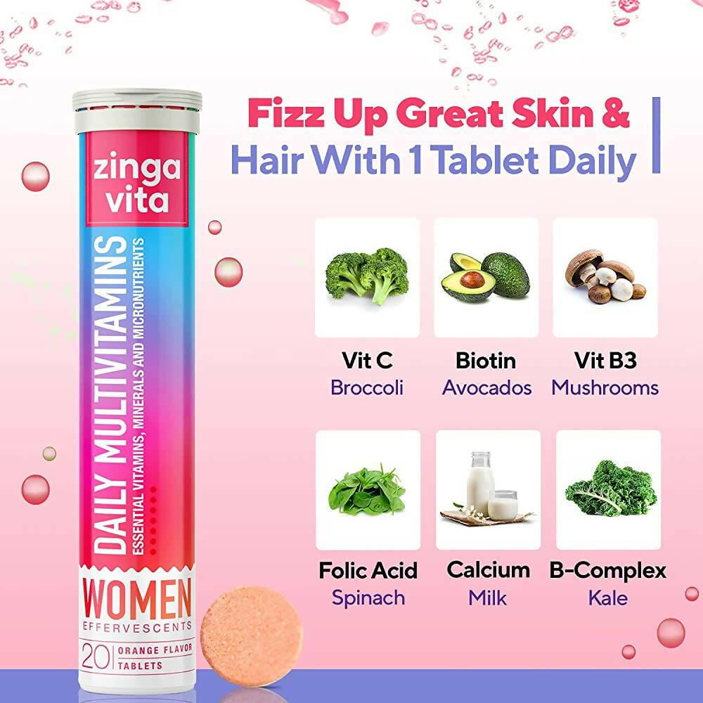 Zingavita Daily Multivitamins Effervescent Tablets (Orange Flavor) | Grocsy