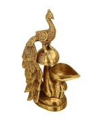 Craftvatika Gold-Toned Brass Diya Oil Lamp Peacock Hanging Diya | Grocsy