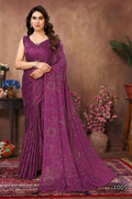 Aafreen Partywear Designer Purple Rangoli Silk Fancy Saree | Grocsy