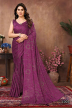 Aafreen Partywear Designer Purple Rangoli Silk Fancy Saree | Grocsy