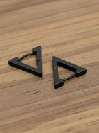 NVR Men's Black Rhodium Plated Geomatric Shaped Stud Earrings | Grocsy