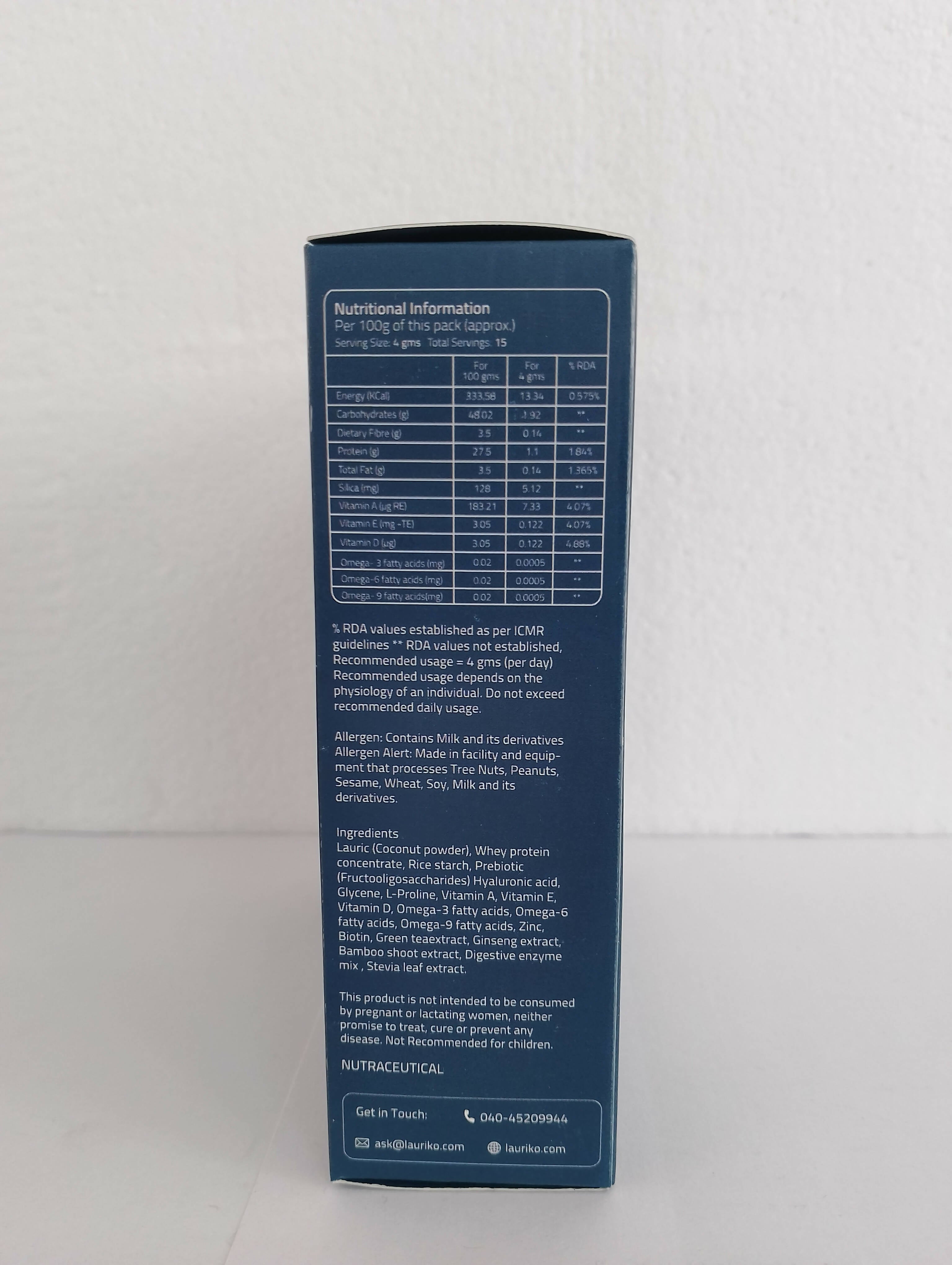 Laurik Skin Care Shots Supplement Powder For Women Lauric Acid, Papaya, Olives, Avocado, Cocoa & Green Tea - Vanilla | Grocsy