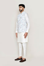 Joban Fashion White Colored Art Silk Fabric Kurta, Jacket With Straight Fit Pant | Grocsy