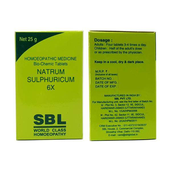 SBL Homeopathy Natrum Sulphuricum Biochemic Tablets | Grocsy