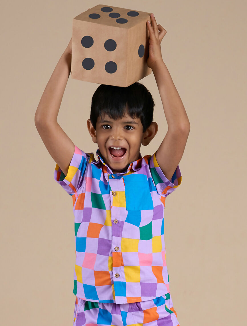 Snakes and Ladders Boys Multi Color Rotary Print Shirt from Siblings Collection | Grocsy