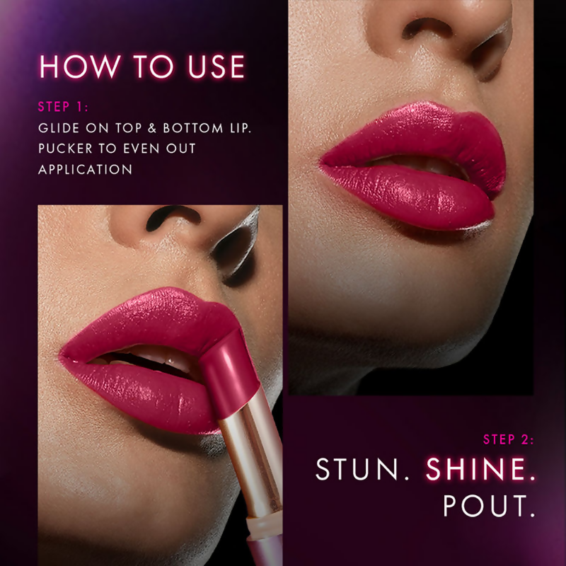 Lakme 9 To 5 Primer + Shine Lipstick - Red Pop | Grocsy