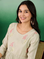 Green Embroidered Muslin Kurta and Trouser - Berlin | Grocsy