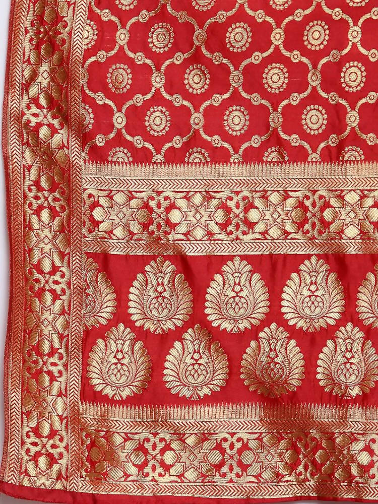 Myshka Women's Red Silk Print Casual Dupatta | Grocsy