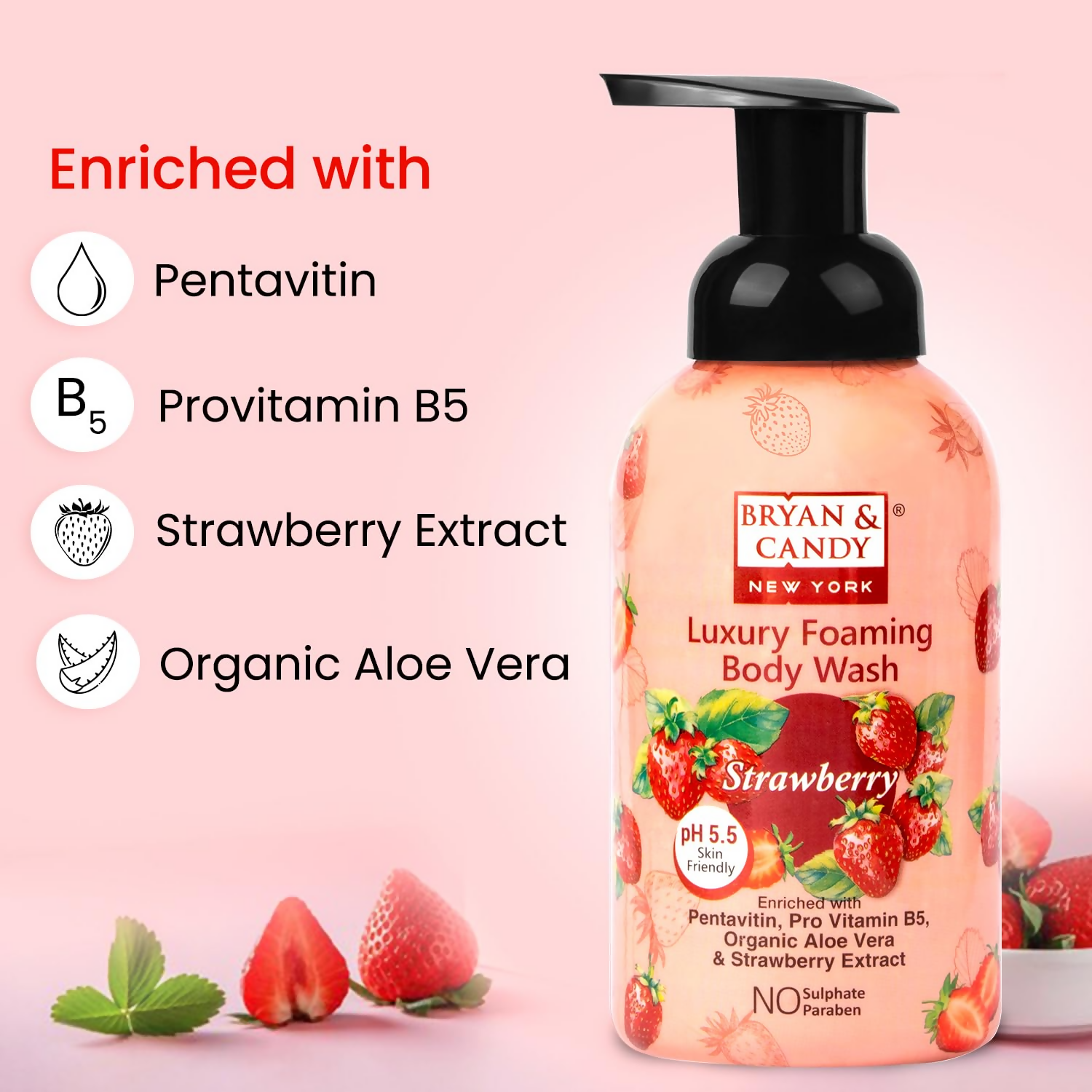 Bryan & Candy Luxury Foaming Body Wash - Strawberry | Grocsy