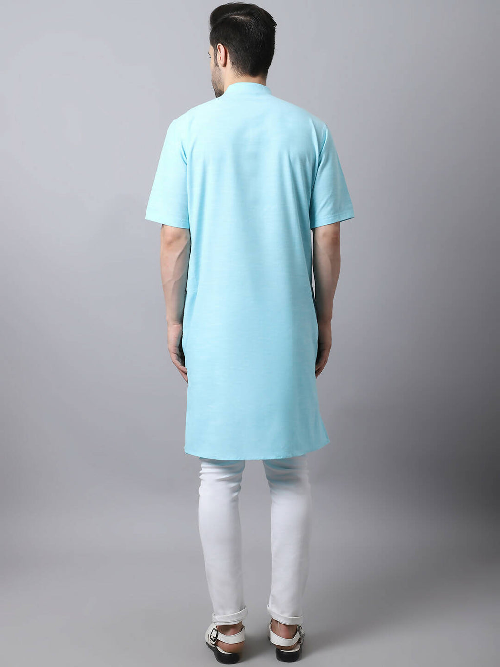 Even Apparels Black Pure Cotton Men's Kurta With Band Collar | Grocsy