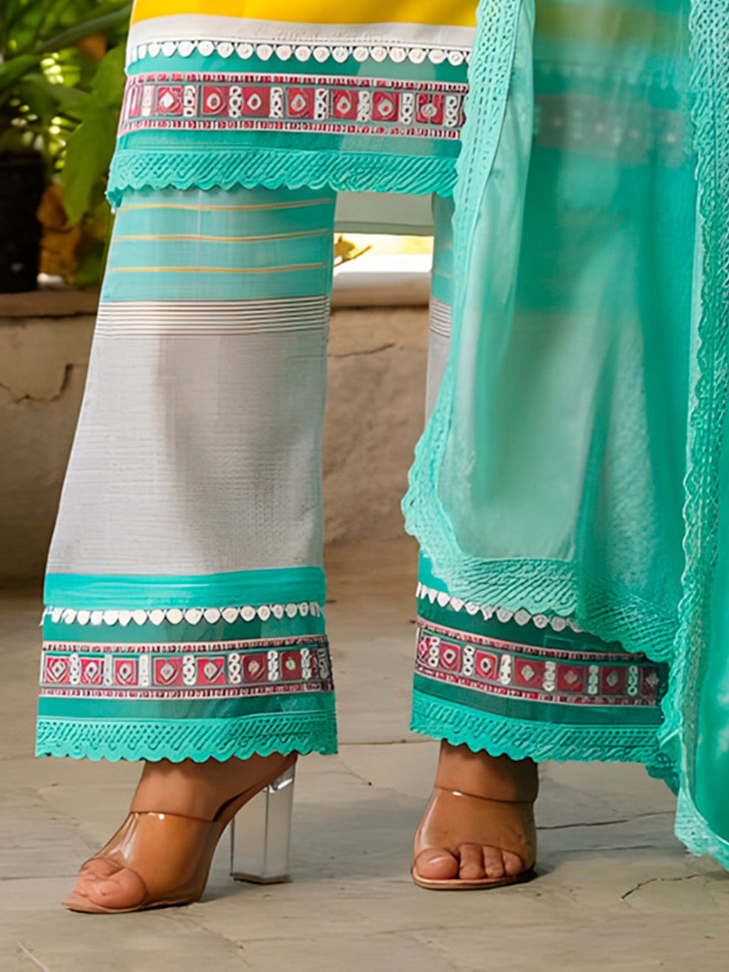Embroidered & Printed Kurta With Pant & Dupatta Premium, Multicolor - Hiral Fashion | Grocsy