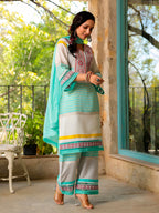 Embroidered & Printed Kurta With Pant & Dupatta Premium, Multicolor - Hiral Fashion | Grocsy