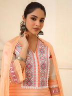 Embroidered & Printed Kurta With Pant & Dupatta Premium, Multicolor - Hiral Fashion | Grocsy