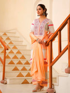 Embroidered & Printed Kurta With Pant & Dupatta Premium, Multicolor - Hiral Fashion | Grocsy