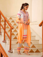 Embroidered & Printed Kurta With Pant & Dupatta Premium, Multicolor - Hiral Fashion | Grocsy