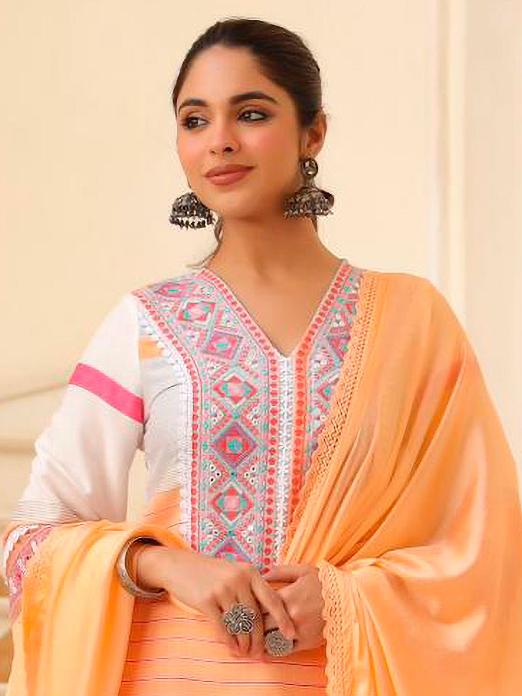 Embroidered & Printed Kurta With Pant & Dupatta Premium, Multicolor - Hiral Fashion | Grocsy