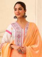 Embroidered & Printed Kurta With Pant & Dupatta Premium, Multicolor - Hiral Fashion | Grocsy