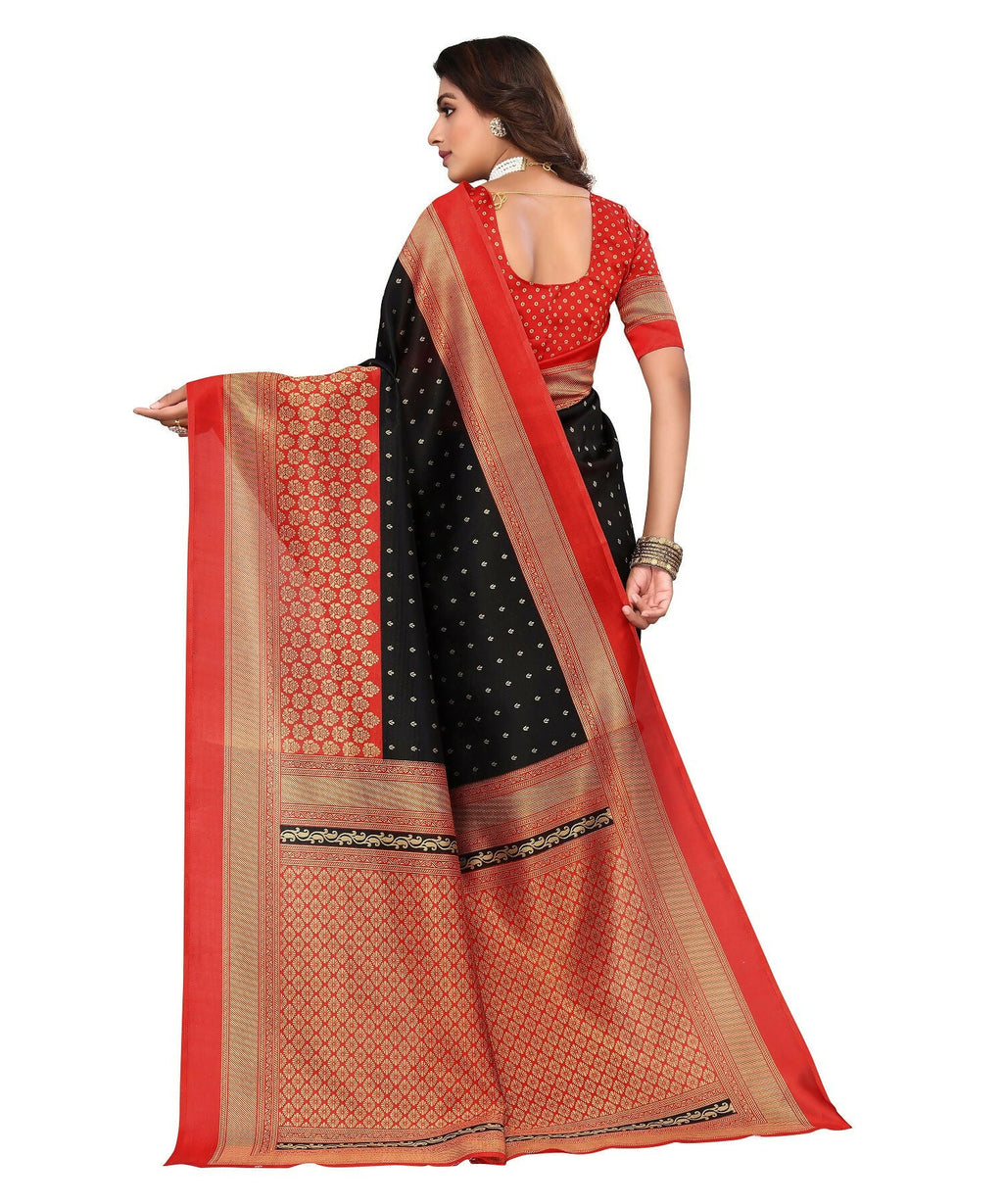 Vamika Black Printed Art Silk Saree | Grocsy