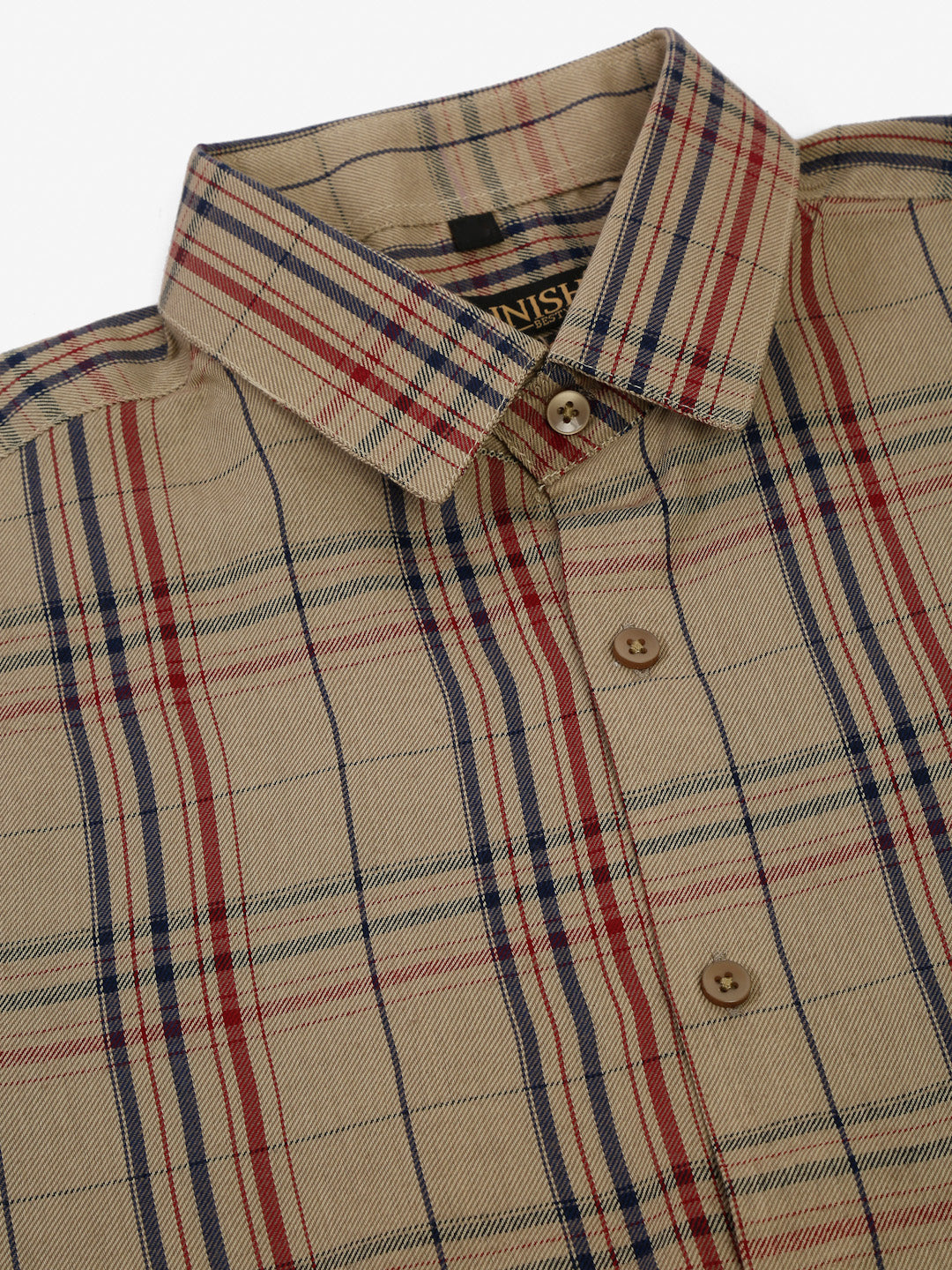 Jainish Men's Brown Half Sleeve Checked Formal Shirt | Grocsy
