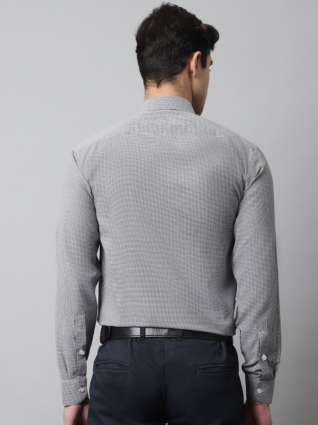 Jainish Men's Grey Checks Pure Cotton Formal Shirt | Grocsy