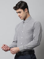 Jainish Men's Grey Checks Pure Cotton Formal Shirt | Grocsy