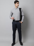 Jainish Men's Grey Checks Pure Cotton Formal Shirt | Grocsy