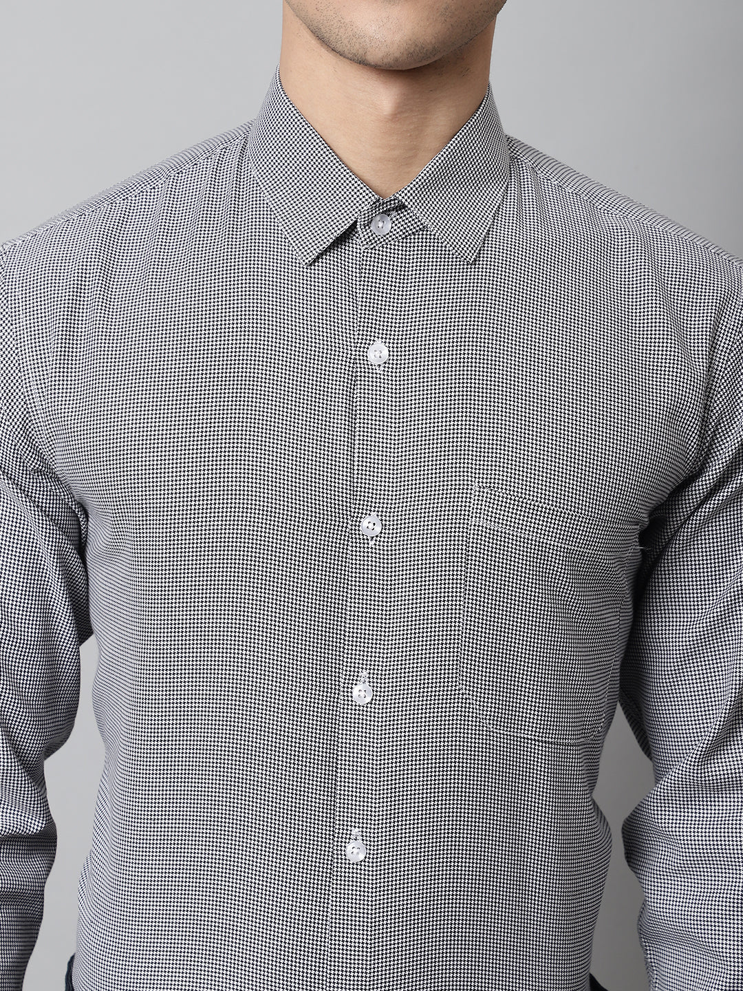 Jainish Men's Grey Checks Pure Cotton Formal Shirt | Grocsy