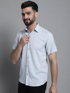 Jainish Men's Printed Casual Shirt - Light-Grey | Grocsy