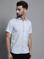 Jainish Men's Printed Casual Shirt - Light-Grey | Grocsy