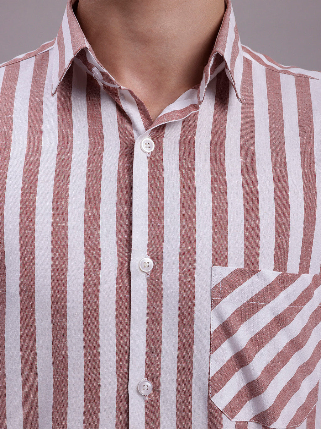 Jainish Men's Red Vertical Striped Half Sleeve Casual Shirt | Grocsy