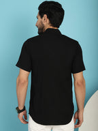 Indian Needle Men's Striped Casual Shirt - Black | Grocsy