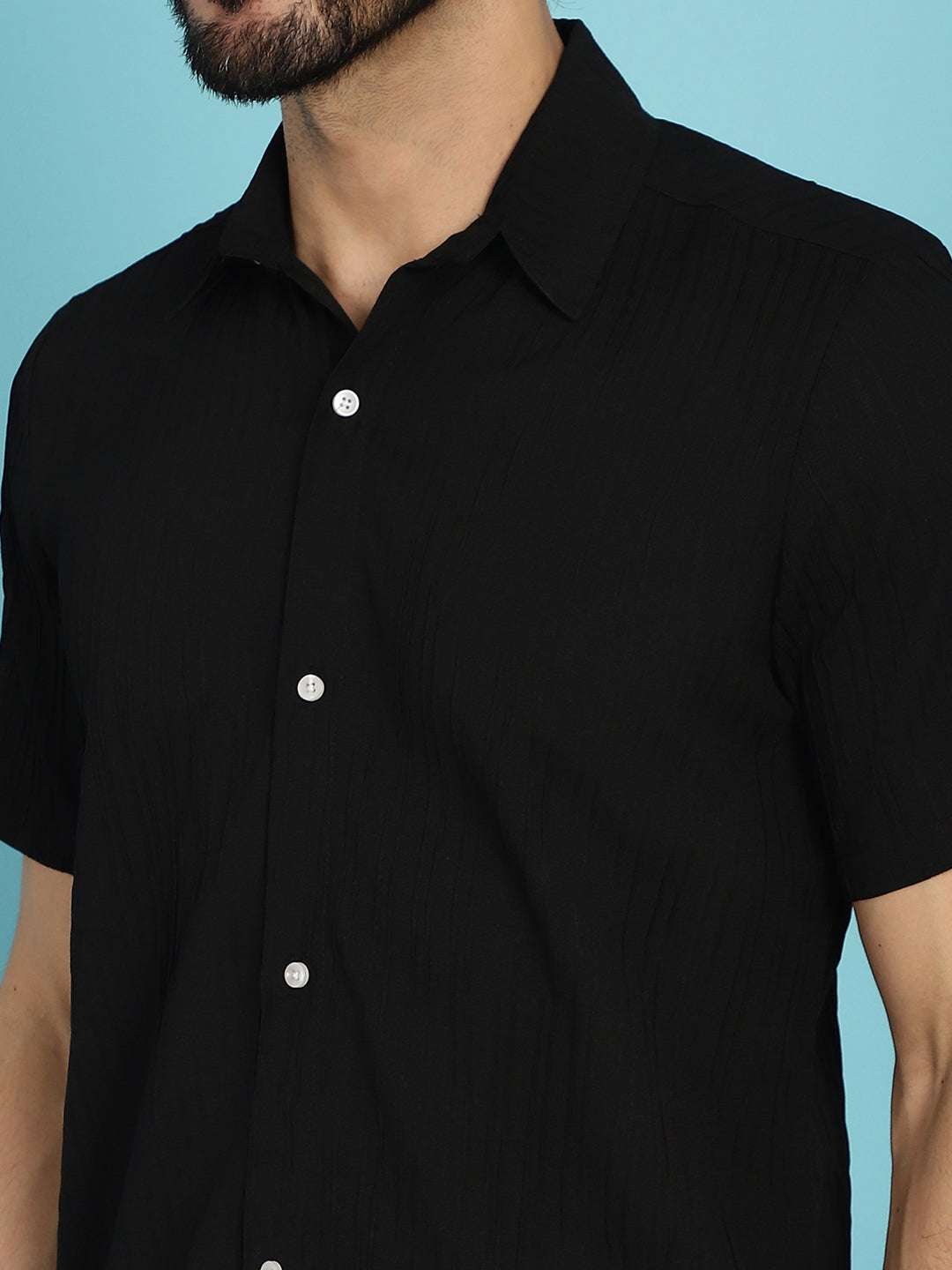 Indian Needle Men's Striped Casual Shirt - Black | Grocsy