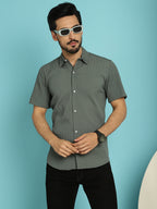Indian Needle Men's Striped Casual Shirt - Grey | Grocsy