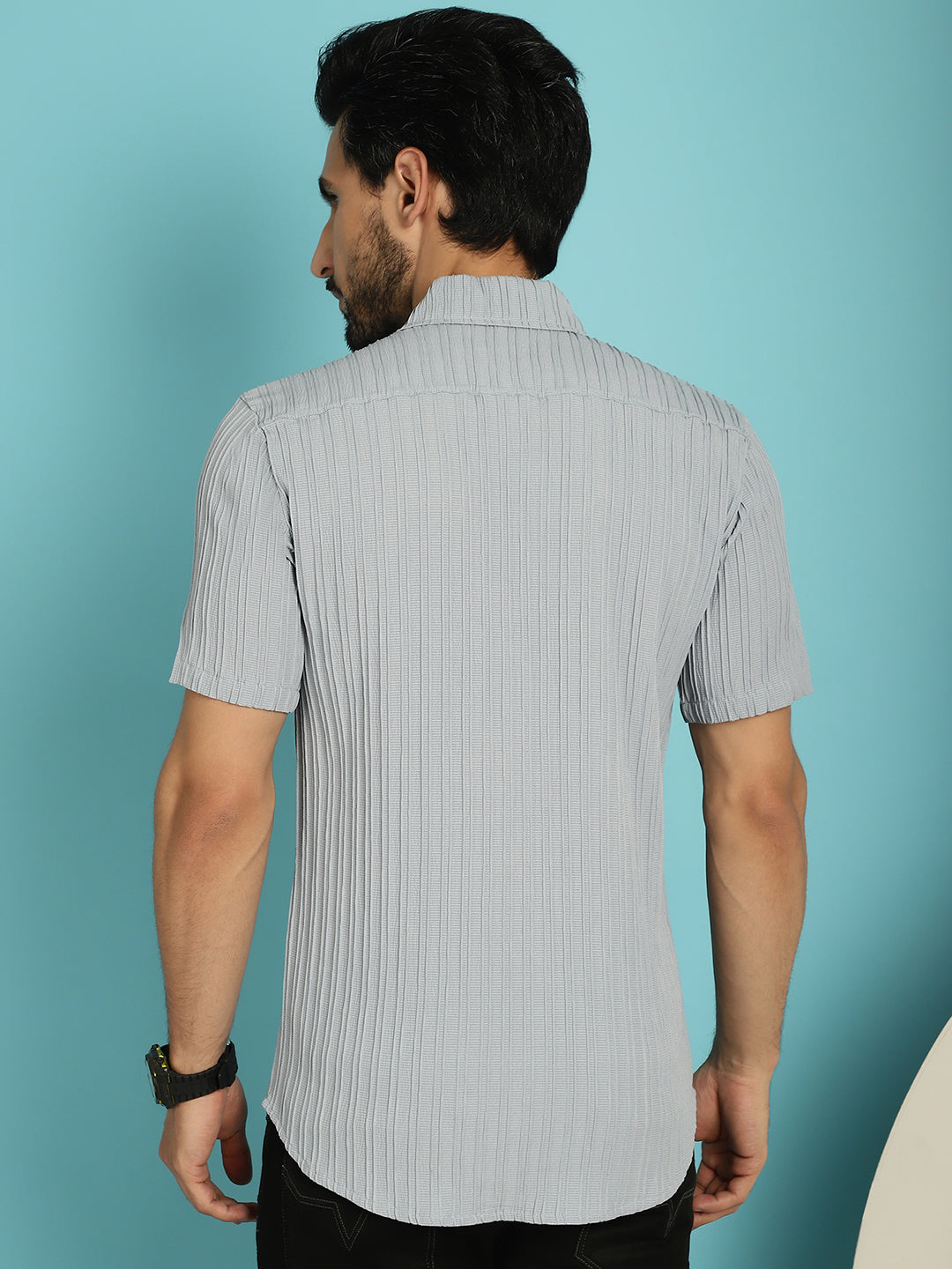 Indian Needle Men's Striped Casual Shirt - Light-Grey | Grocsy
