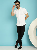 Indian Needle Men's Striped Casual Shirt - White | Grocsy