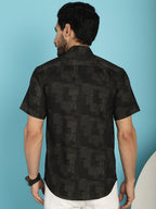 Indian Needle Men's Printed Casual Shirt - Black | Grocsy