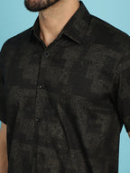 Indian Needle Men's Printed Casual Shirt - Black | Grocsy