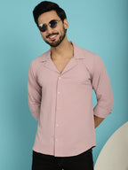 Indian Needle Men's Lapel Collar Casual Shirt - Magenta | Grocsy