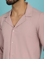 Indian Needle Men's Lapel Collar Casual Shirt - Magenta | Grocsy