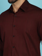 Indian Needle Men's Woven Design Casual Shirt - Maroon | Grocsy