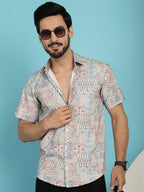 Indian Needle Men's Beige Printed Casual Shirt - Beige | Grocsy