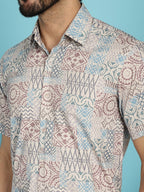 Indian Needle Men's Beige Printed Casual Shirt - Beige | Grocsy