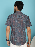Indian Needle Men's Grey Printed Casual Shirt - Grey | Grocsy