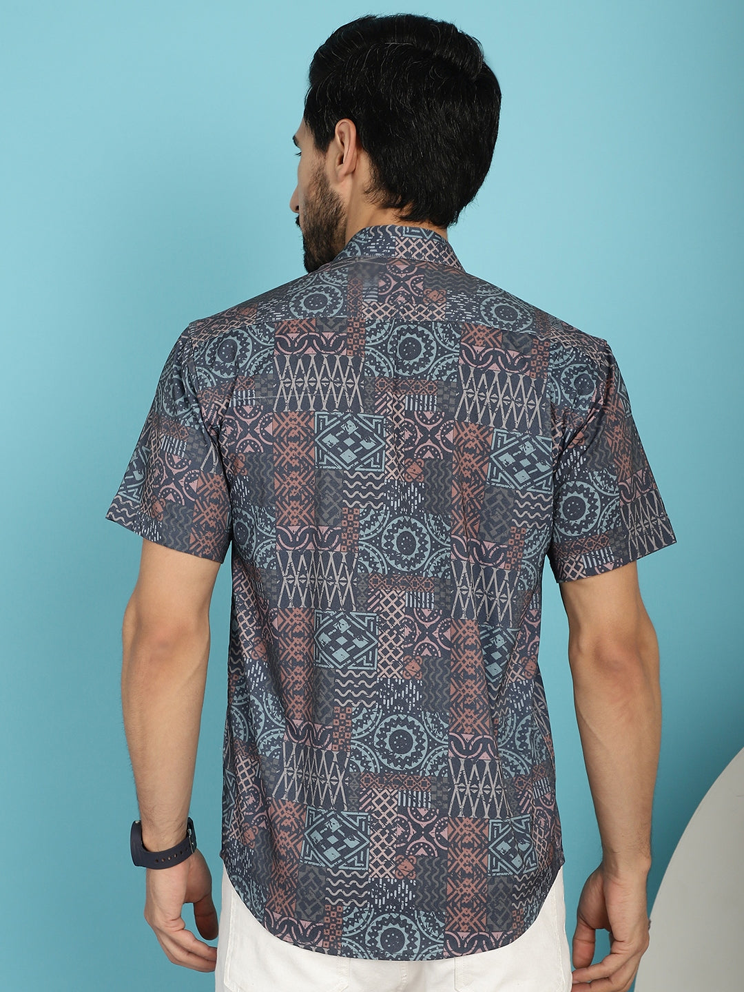 Indian Needle Men's Grey Printed Casual Shirt - Grey | Grocsy