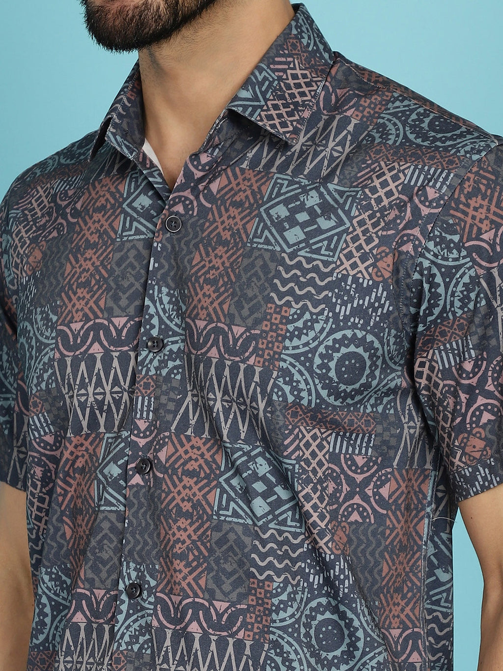 Indian Needle Men's Grey Printed Casual Shirt - Grey | Grocsy