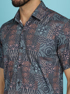Indian Needle Men's Grey Printed Casual Shirt - Grey | Grocsy