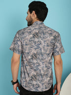 Indian Needle Men's Pejali Printed Casual Shirt - Blue | Grocsy