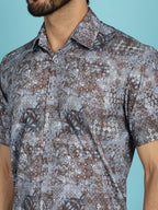 Indian Needle Men's Pejali Printed Casual Shirt - Brown | Grocsy