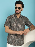Indian Needle Men's Printed Casual Shirt - Brown | Grocsy